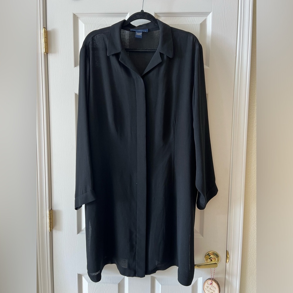VINTAGE Venezia Long, Sheer Button-Down Tunic - PLUS size 18/20